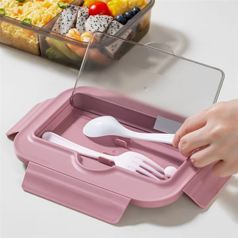 Nordic Eco-Cert Bento Lunch Box per studenti - Posate in plastica oceanica a 2 scomparti adatte al microonde_voghion.com