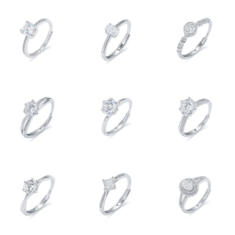 Anello S925 Donna Moissanite Moda Diamante Moda Temperamento Principessa Quadrato Anello Argento Sterling Anello Aperto Argento_voghion.com