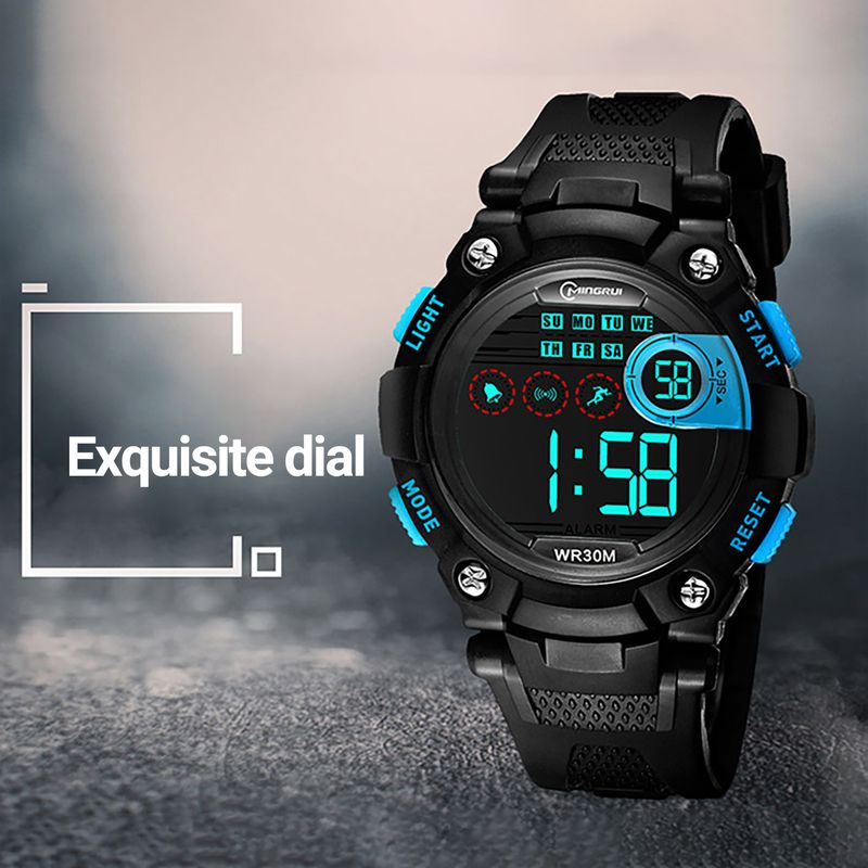 RXshengtai Orologio digitale LED luminoso per bambini, elettronico, impermeabile, multiuso, traspirante, alla moda, per studenti - Blu_voghion.com