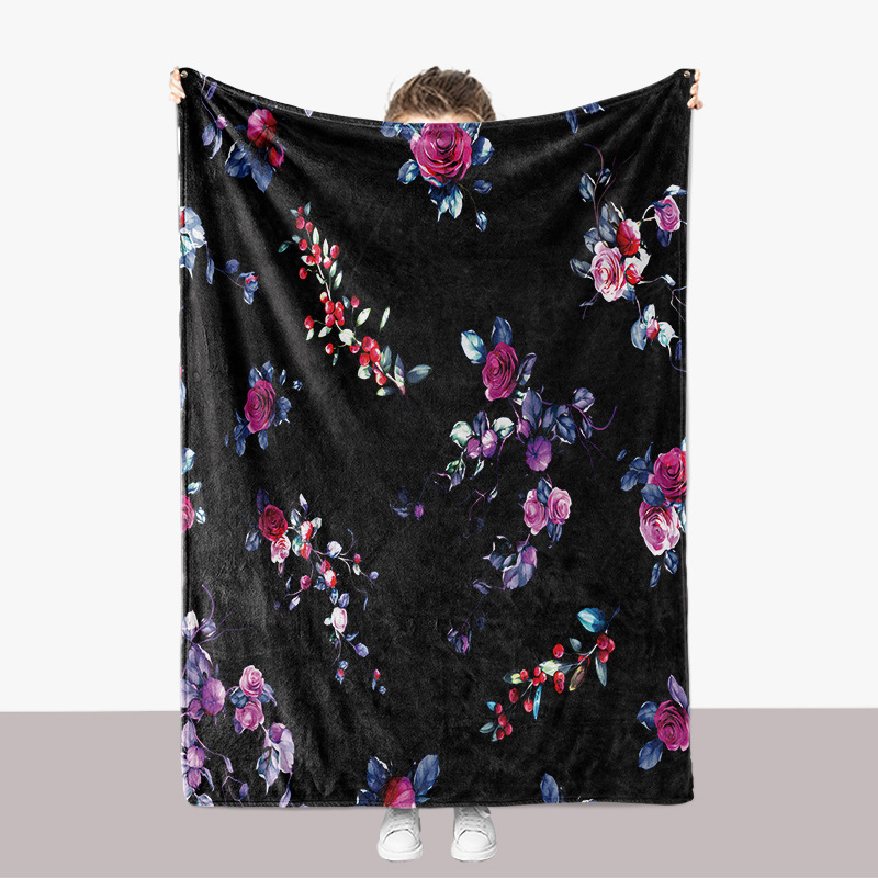 Couverture épaisse en flanelle imprimée en 3D pour canapé, séries fleurs, fleurs et plantes_voghion.com