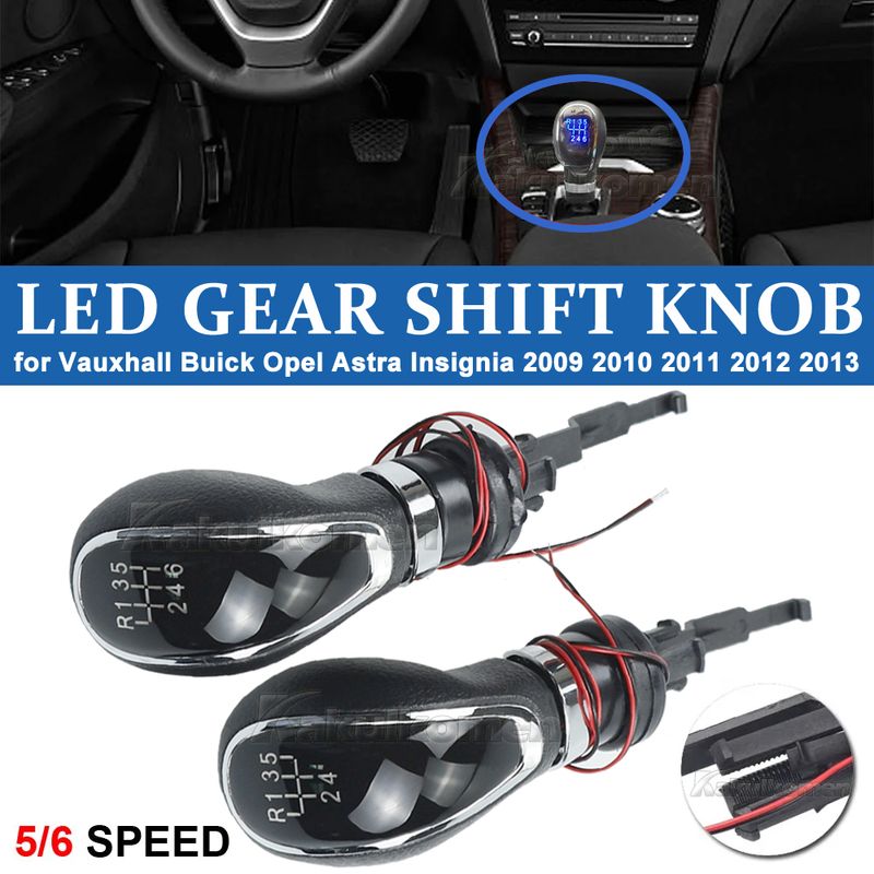 Blue/Red LED 5 6 Speed Car Gear Shift Knob Manual Handle Head Lever For Vauxhall Buick Astra Insignia 2009 2010 2011 2_voghion.com