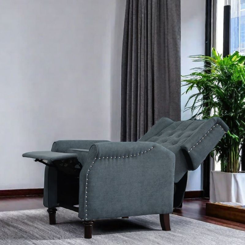 Redde Boo New Design Classic Dark Gray Waterproof Fabric Living Room Pull Button Sofa, High Back Manual Recliner Chair Cinema Home Theatre Cozy Recliner Sofa_voghion.com