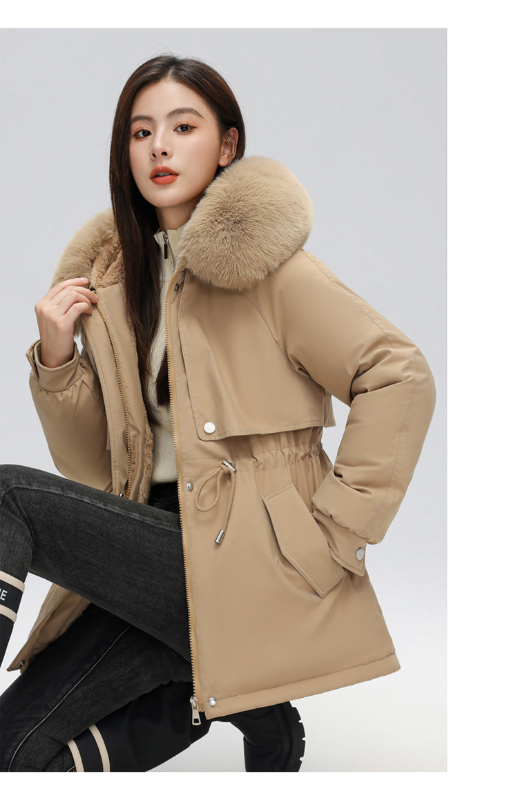 Baumwollmantel für Damen, kurz, klein, Mantel, großer Pelzkragen, Baumwollmantel, lockere Plus-Samt-Pie-Jacke, warme Jacke_voghion.com