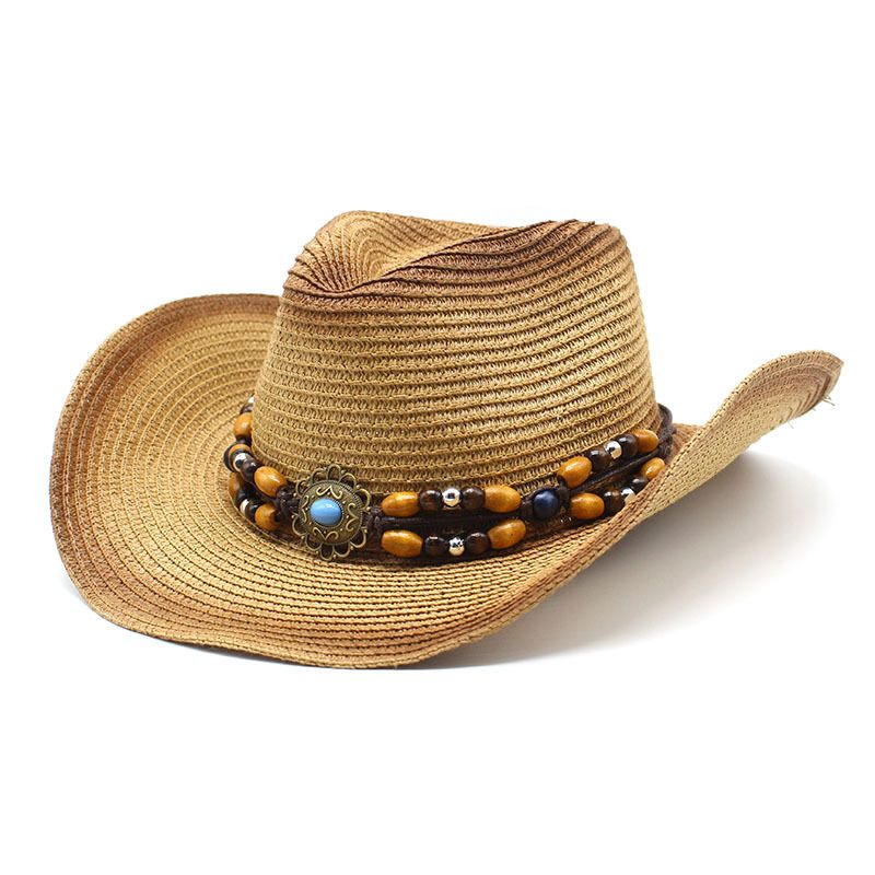 New spray painted denim straw hat for men women traveling on the beach in spring and summer_voghion.com