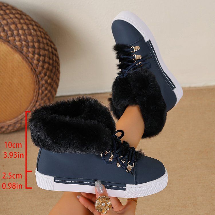 Women's Winter Snow Boots With Faux Fur Lining, Synthetic Leather Upper, And Rubber Sole For Warmth And Comfort Thickened Boots_voghion.com