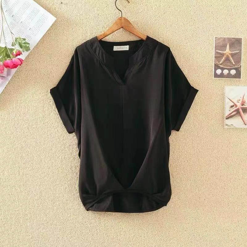 Women's chiffon large size loose women's short sleeve_voghion.com