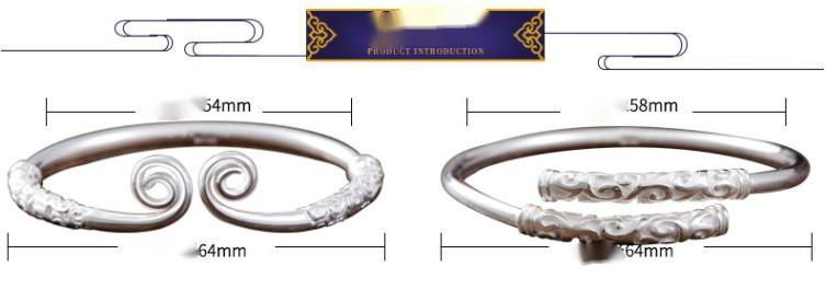 Braccialetto aperto con maledizione di serraggio Wukong Myth Black da uomo in rame bianco placcato argento massiccio per bambini_voghion.com