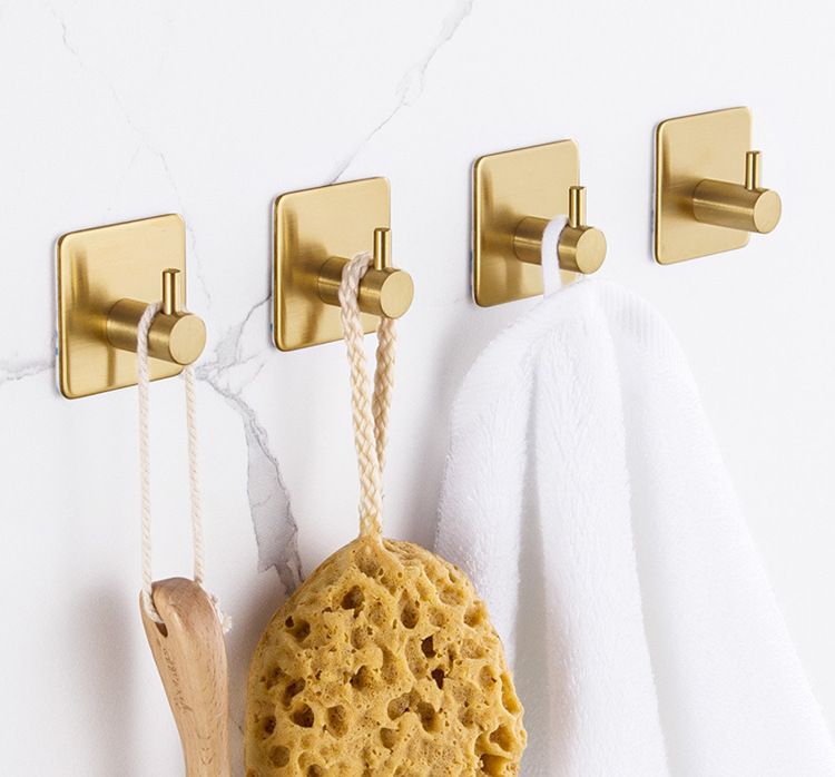 Gold Hook Strong Adhesive Wall Hanging No Punch Kitchen No Nail Adhesive Hook Strong Traceless Paste Bathroom Toilet_voghion.com