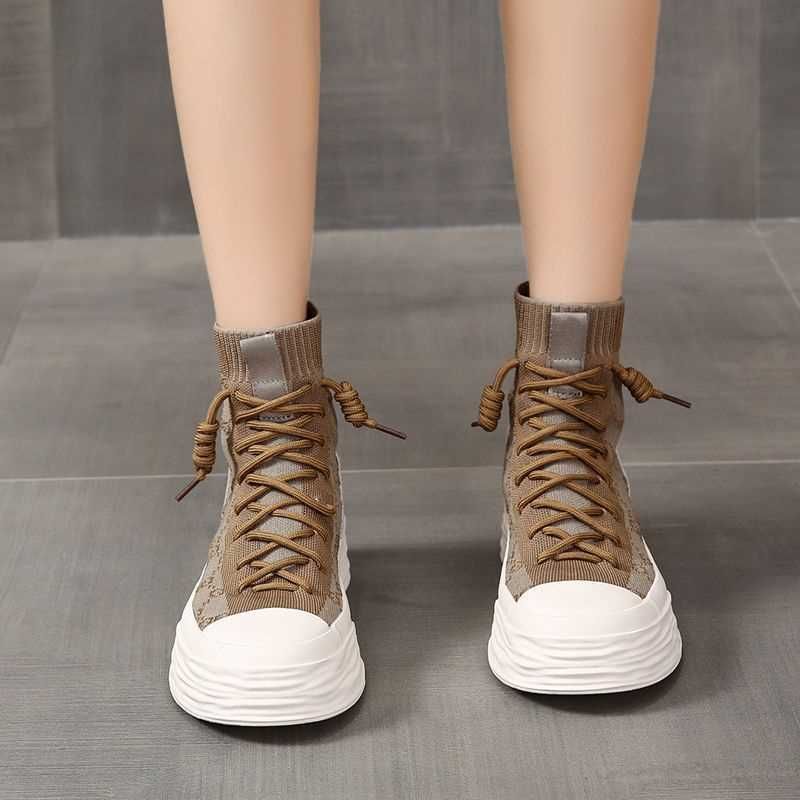 Italienische Ausverkauf Echtleder High Top Sockenschuhe Damenstiefel_voghion.com