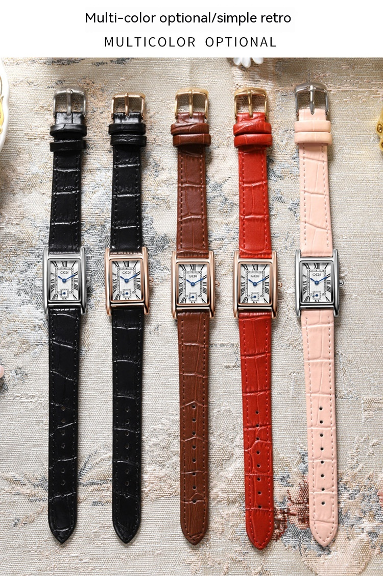 2024 Nuovo orologio creativo alla moda con due aghi e mezzo Orologio da donna al quarzo versatile in stile retrò Orologio da donna con cintura a piastra quadrata piccola_voghion.com