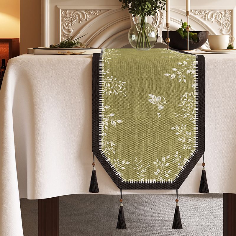 Vintage Style Octagonal Runner Luxury High-end Dining Tablecloth Fabric Long Mat Waterproof Chinese Zen Tea Table Cover_voghion.com