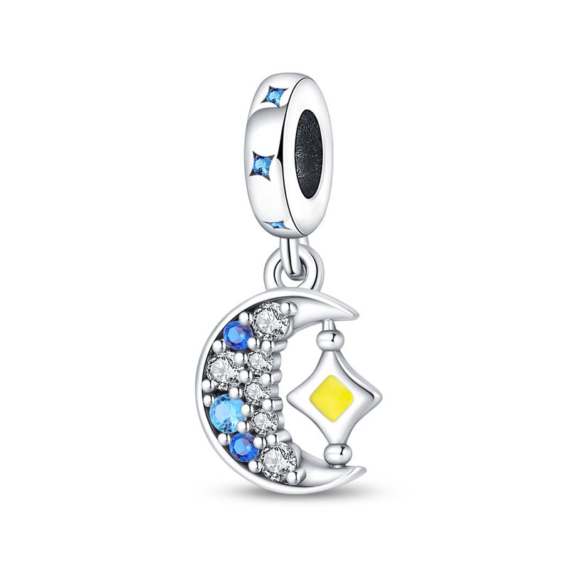 Gioielli da donna, pendenti con perline luminose a forma di stella e luna, in argento placcato rame bianco, nuovi accessori_voghion.com