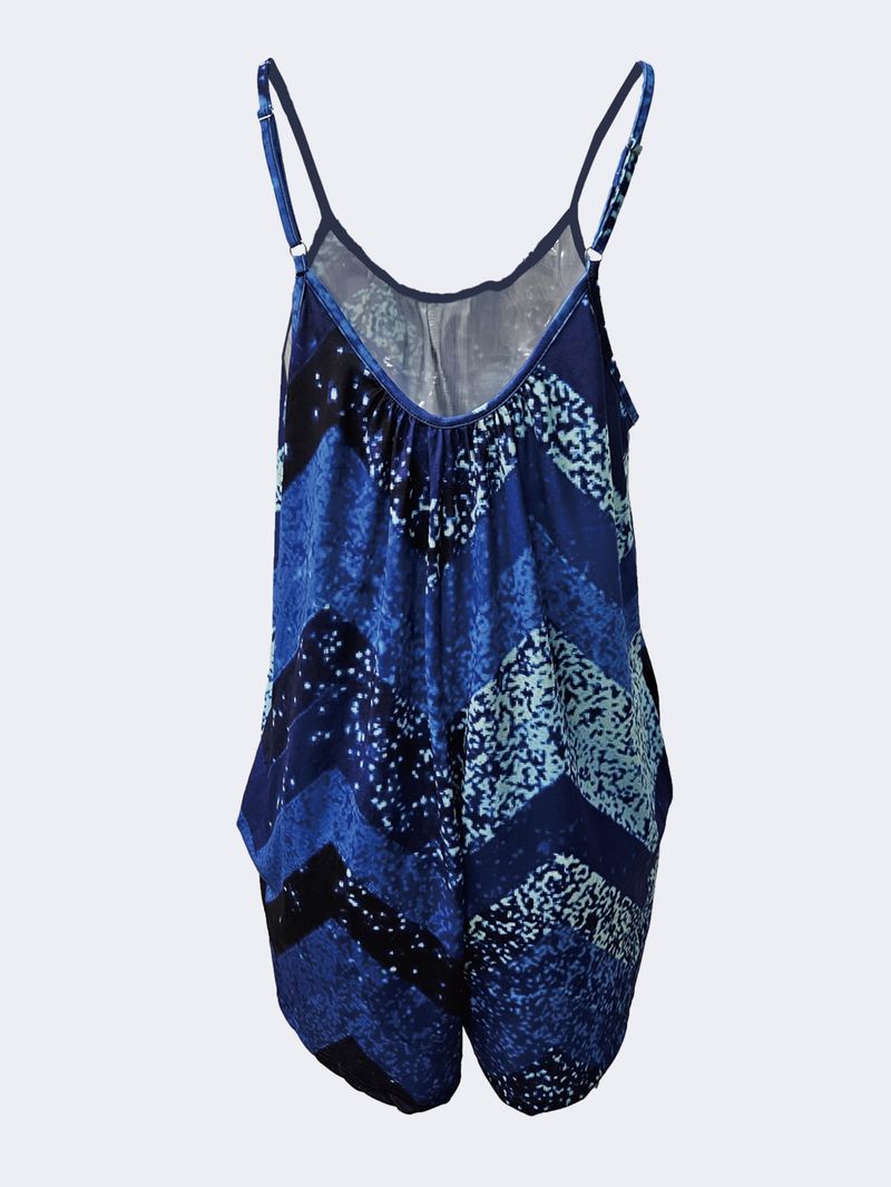 Stylowy damski kombinezon z krótkim rękawem – letni kombinezon bez rękawów z kwiatowym nadrukiem i kieszeniami bocznymi, luźny krój, wygodna, elastyczna tkanina (S-5XL)_voghion.com