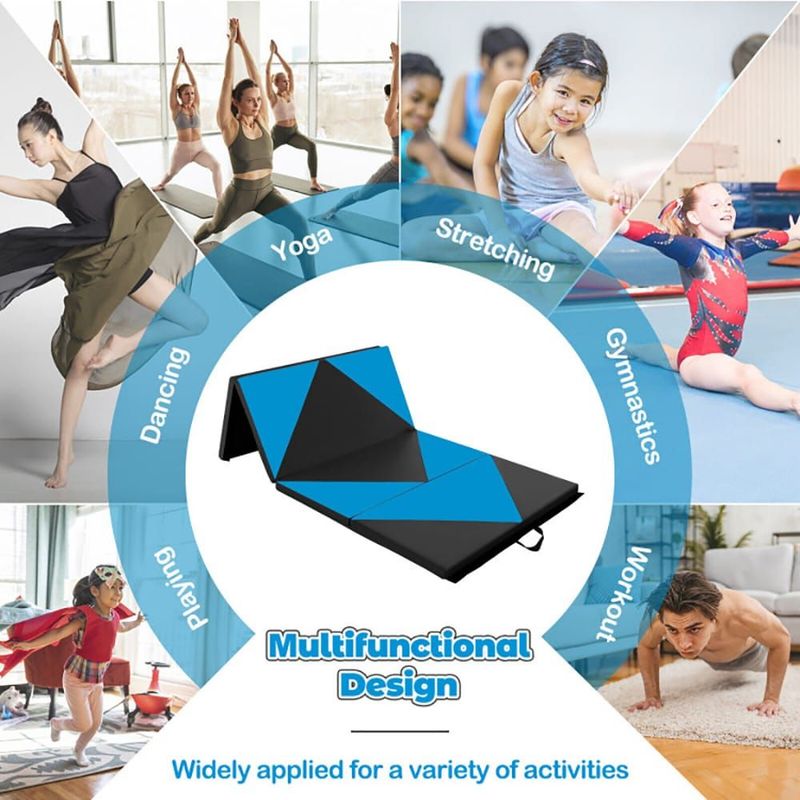 8 Feet PU Leather Folding Gymnastics Mat With Hook And Loop Fasteners_voghion.com