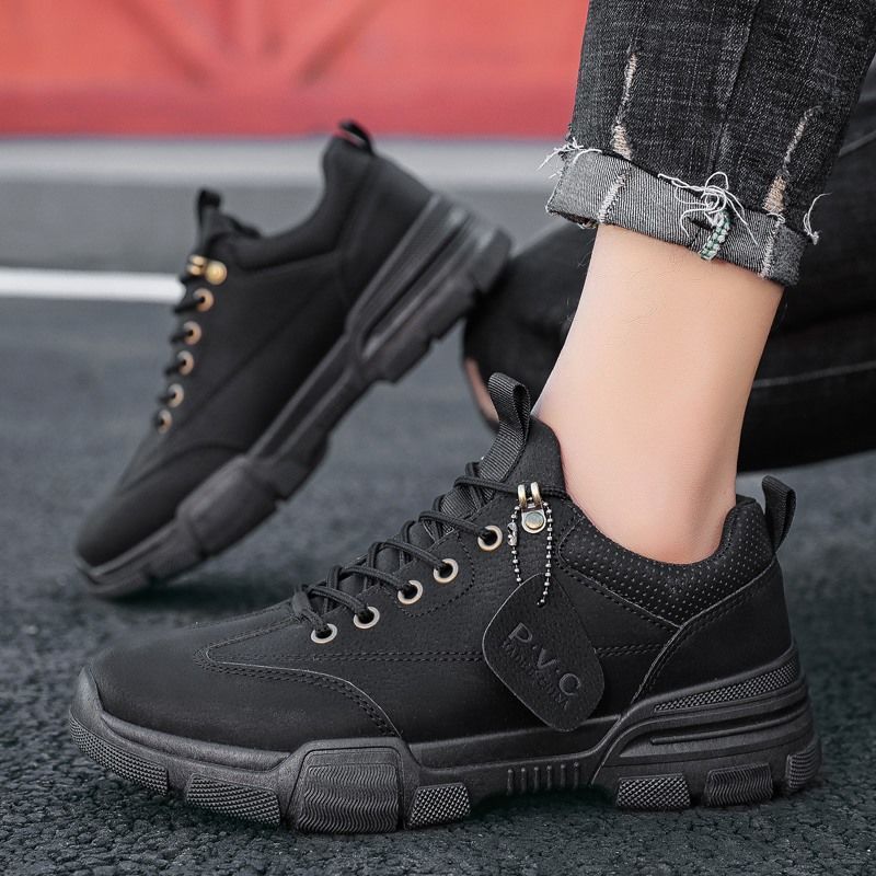 Stivali da lavoro Martin da uomo in stile coreano estivo, caldi e caldi, antiscivolo, versatili, in pelle nera, per uomo_voghion.com