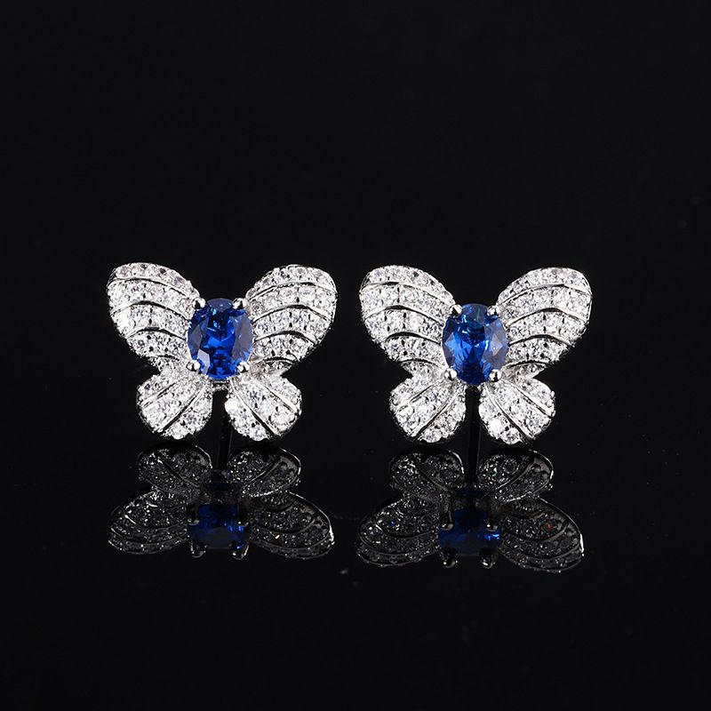 Accessori Set di gioielli Moda Farfalla Orecchini a bottone Collana Anello Zaffiro Naturale Donna Fresco_voghion.com