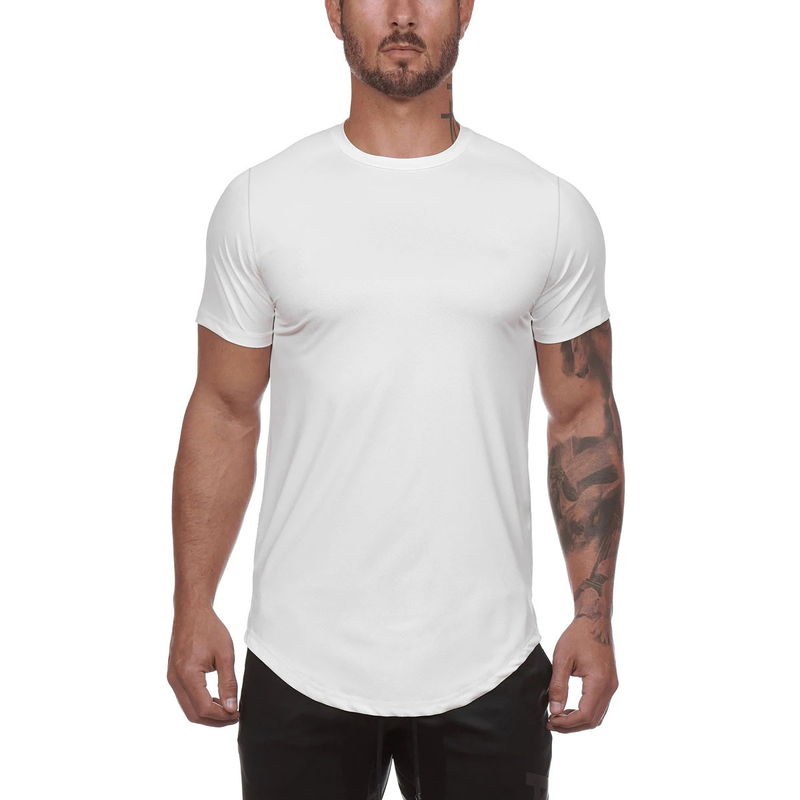 Muscle Brother Round Neck Sports Fitness T-shirt For Men's Breathable Sweatwicking Training Casual Solid Short Sleeves_voghion.com