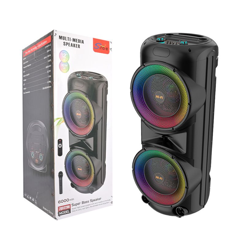 ZQS12206 Dobbelt 10-tommer Square Dance-højttaler med bas, trådløs mikrofon, Bluetooth-højttaler_voghion.com