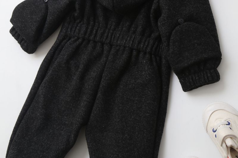Mono para bebé Mother & Kids Premium con forro polar y capucha - Pelele para recién nacido de invierno y otoño (rayas/gris/negro) para niños de 0 a 12 meses_voghion.com