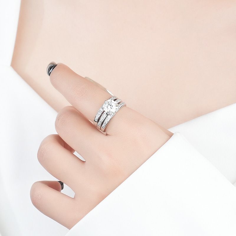 Damira Moissanite da 2 carati per donna, argento sterling, set di anelli impilabili versatili e leggeri, di lusso_voghion.com