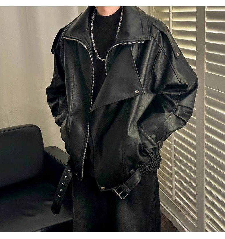 Herenkleding Retro Niche Design Dubbele Revers Motorkleding High End Knappe Mannen Herfst En Winter_voghion.com