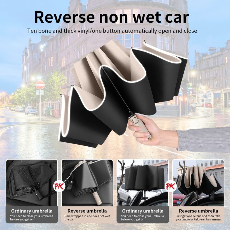 Unisex Safety Reverse Umbrella - UV Protection Reflective_voghion.com