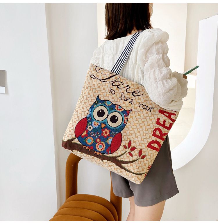 Borse a tracolla da donna, borsa tote con illustrazione alla moda, borsa a tracolla artistica e retrò, borsa da ascella, borsa ricamata su un lato per donna_voghion.com