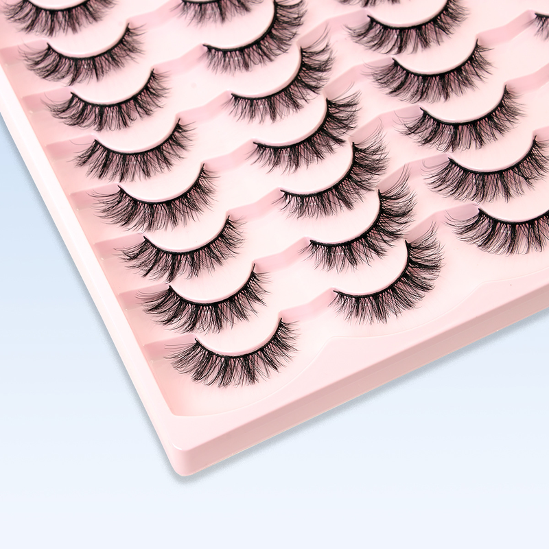 Cils en fibres chimiques 3D chauds, boucles stéréo naturelles, 20 paires de faux cils de plus que les cils plats_voghion.com