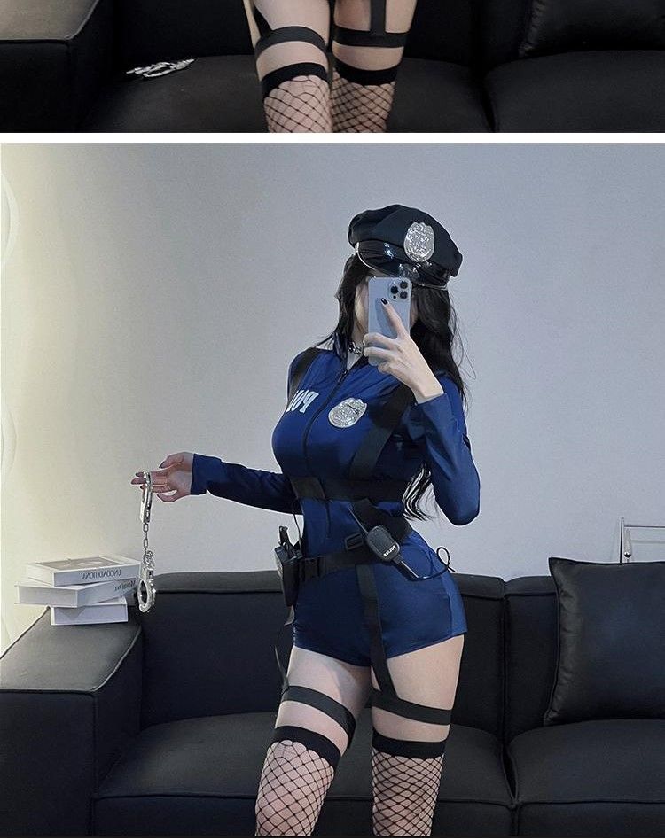Captain Stewardess Cos Costume Night Bar Clothes Cosplay Halloween Female Police Officer Uniform_voghion.com