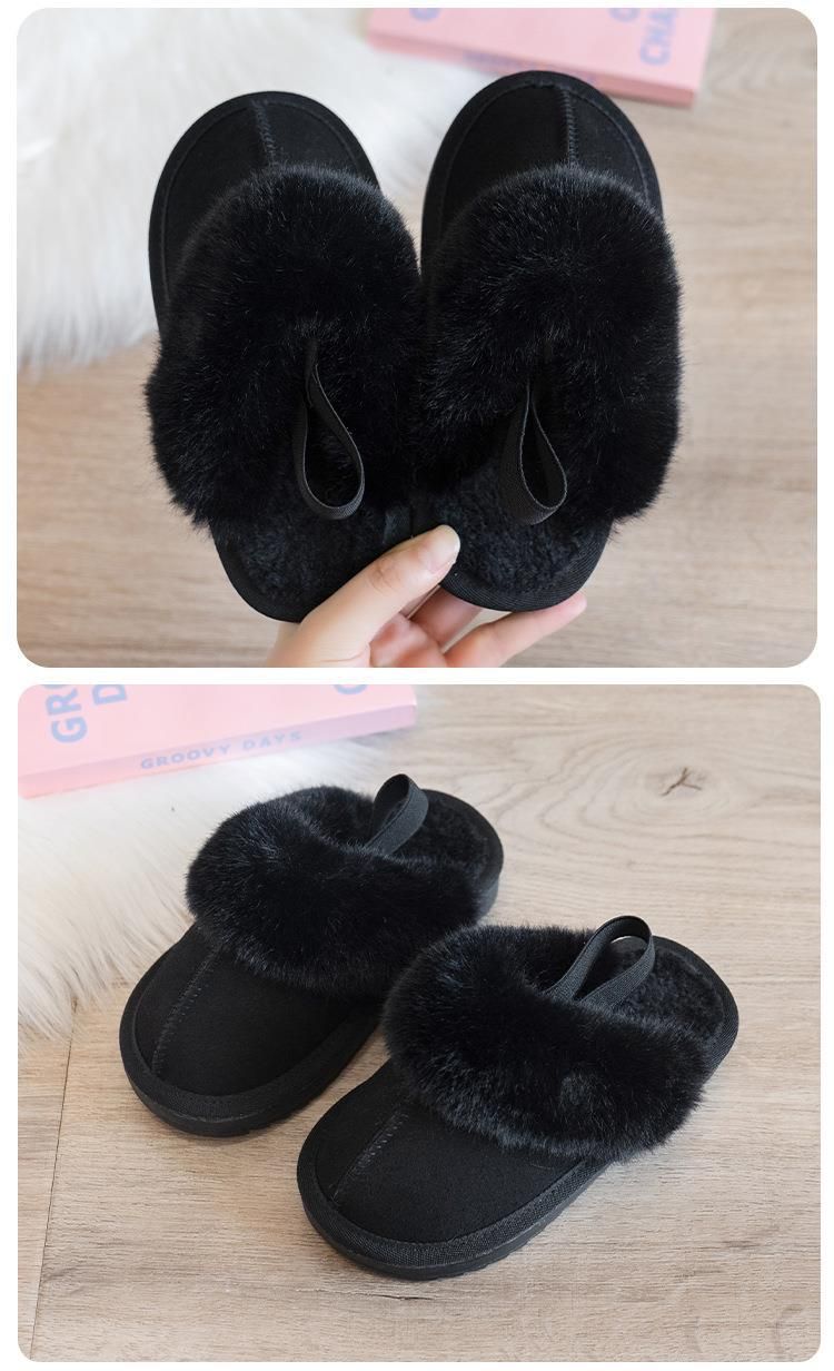 Chaussures en fourrure Pantoufles en fourrure à la mode et polyvalentes Chaussures en coton décontractées pour filles Pantoufles en coton pour bébé_voghion.com