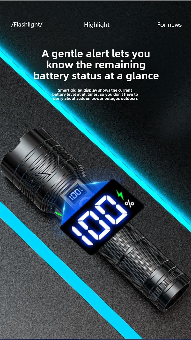 Multifunctional Tactical High Brightness Cannon Outdoor Zoom Digital Display Rechargeable 20W White Laser Flashlight_voghion.com