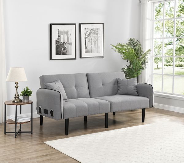 Folding Ottoman Sofa Bed With Stereo Gray_voghion.com
