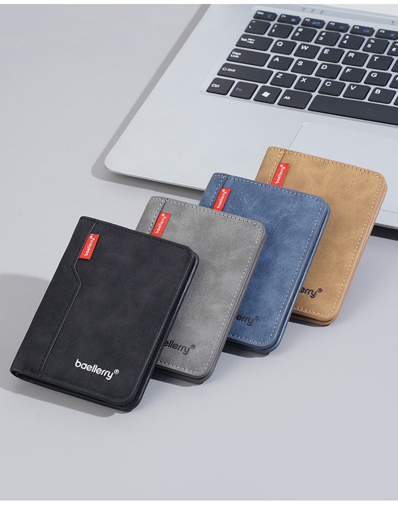 New Men's Wallet With A High-end Feel, Frosted PU Card Holder, Simple Vertical ID Card Holder, Small Wallet For Men_voghion.com