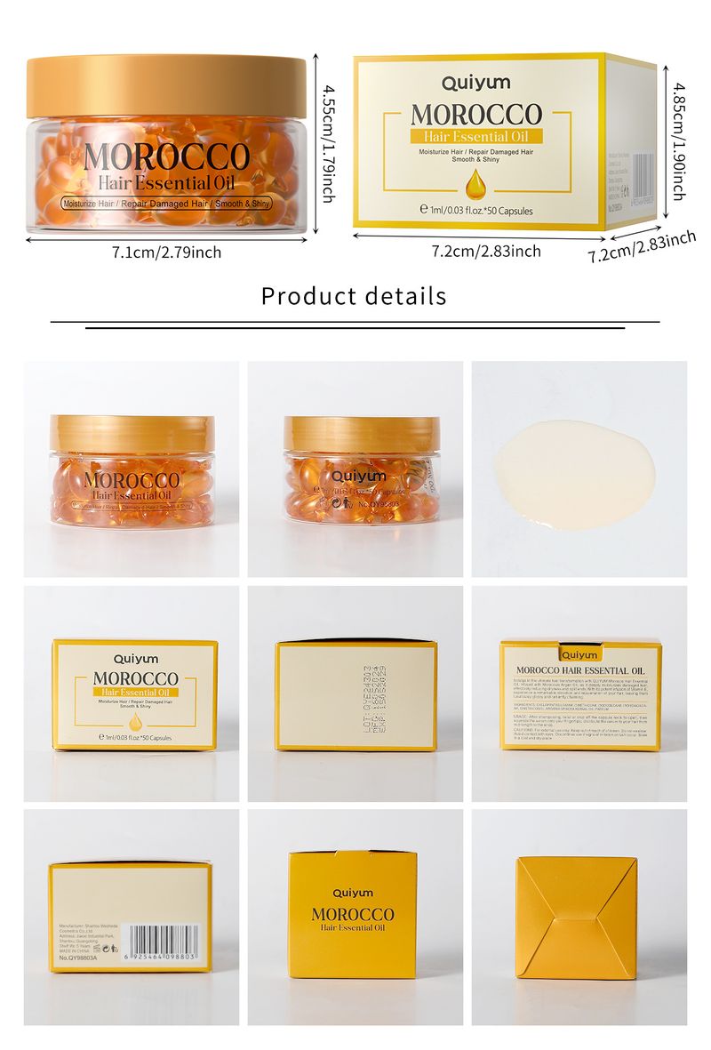 Scrub e trattamenti per il corpo Nuovo prodotto QUIYUM Olio essenziale per la cura dei capelli marocchino Capsule 50 capsule*1 ml Colorazione per capelli Verticale Morbida_voghion.com