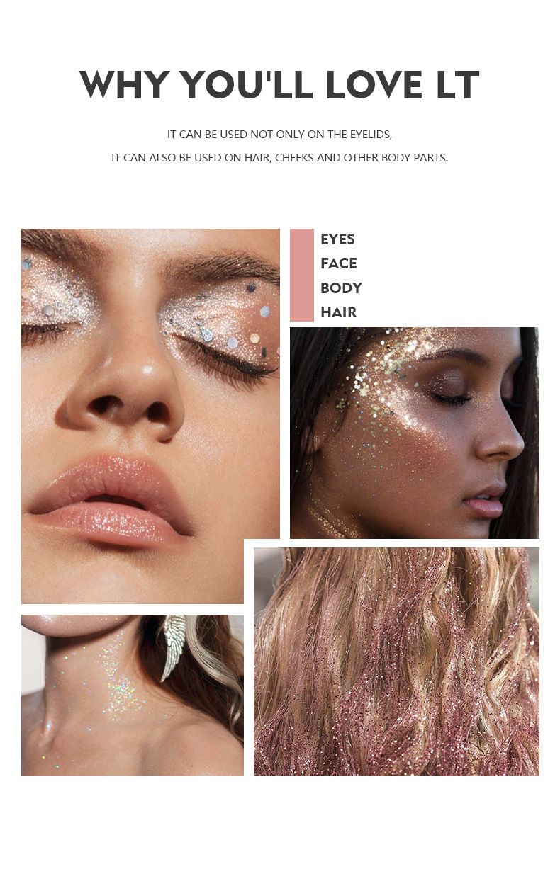 Pudaier Ombretto Liquido Lucido Monocolore Trucco da Palco Viso Corpo Glitter 12 Colori Ombretto Liquido Scintillante Luccicante_voghion.com