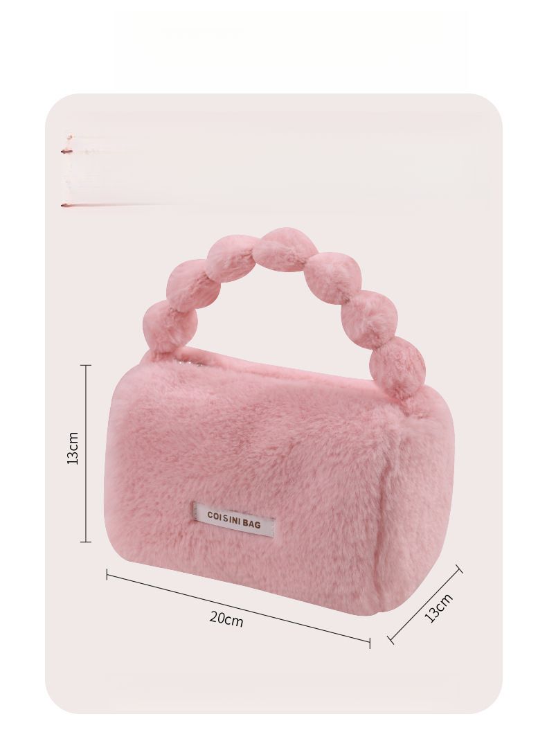 Borsa da viaggio in peluche per cosmetici da donna, custodia portatile, autunno/inverno 2025_voghion.com