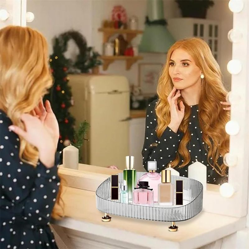 Clear Vanity Tray - Large Cosmetic & Perfume Organizer_voghion.com