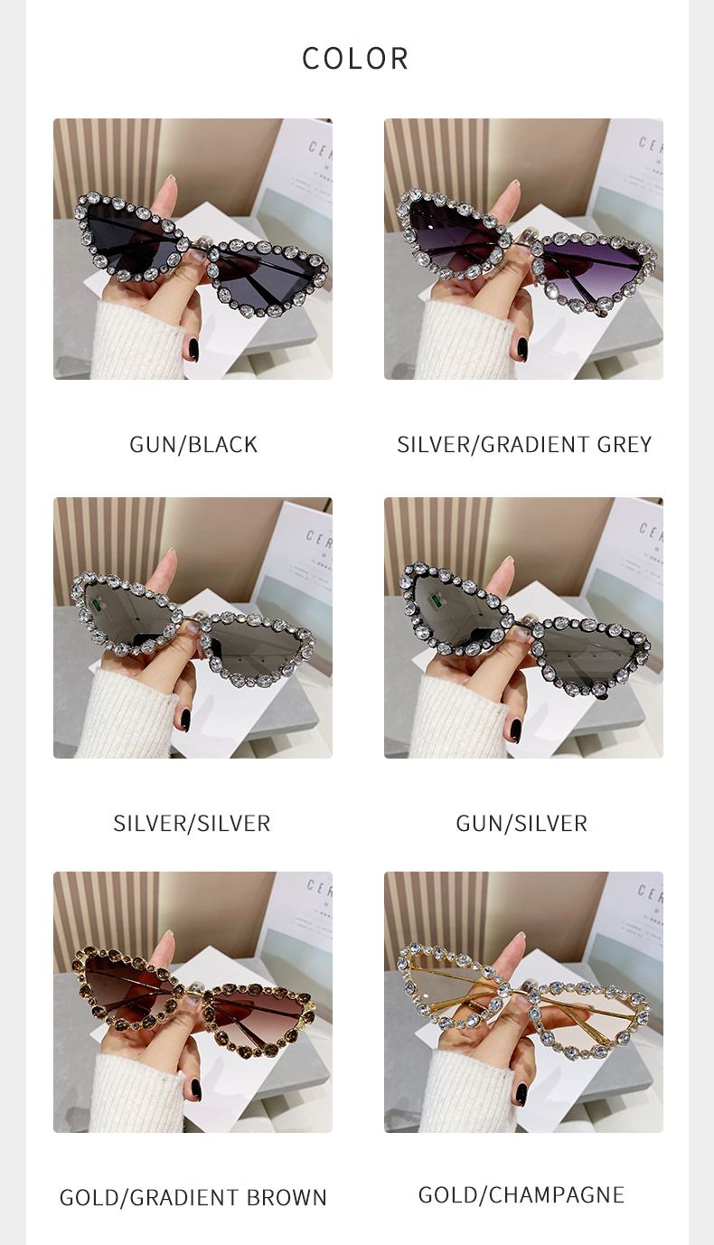 Moud KAMMPT Damen Cat Eye Sonnebrëller mat Strasssteng 2024 Nei Stilvoll Gradient Spigel Outdoor Sonnebrëller Trendy Markendesign Sonn_voghion.com