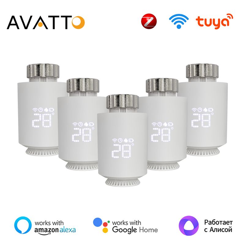 1 à 5 actionneurs de radiateur thermostatiques Tuya ZigBee, contrôleur de température thermostatique intelligent TRV, prise en charge d'Alexa Google_voghion.com