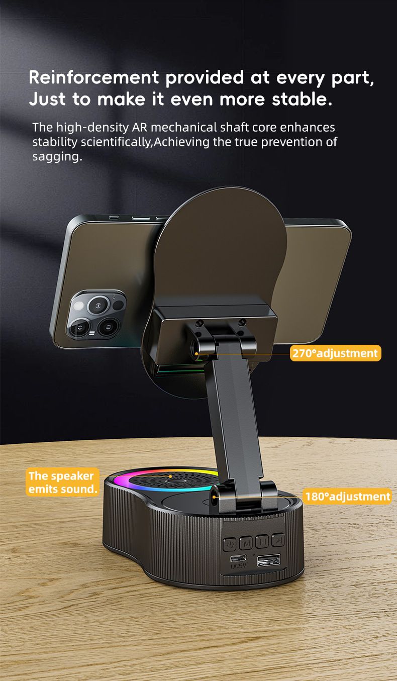 Support de diffusion en direct 3 en 1, microphone à lumière RVB, nouveau mini haut-parleur Bluetooth, son paresseux_voghion.com
