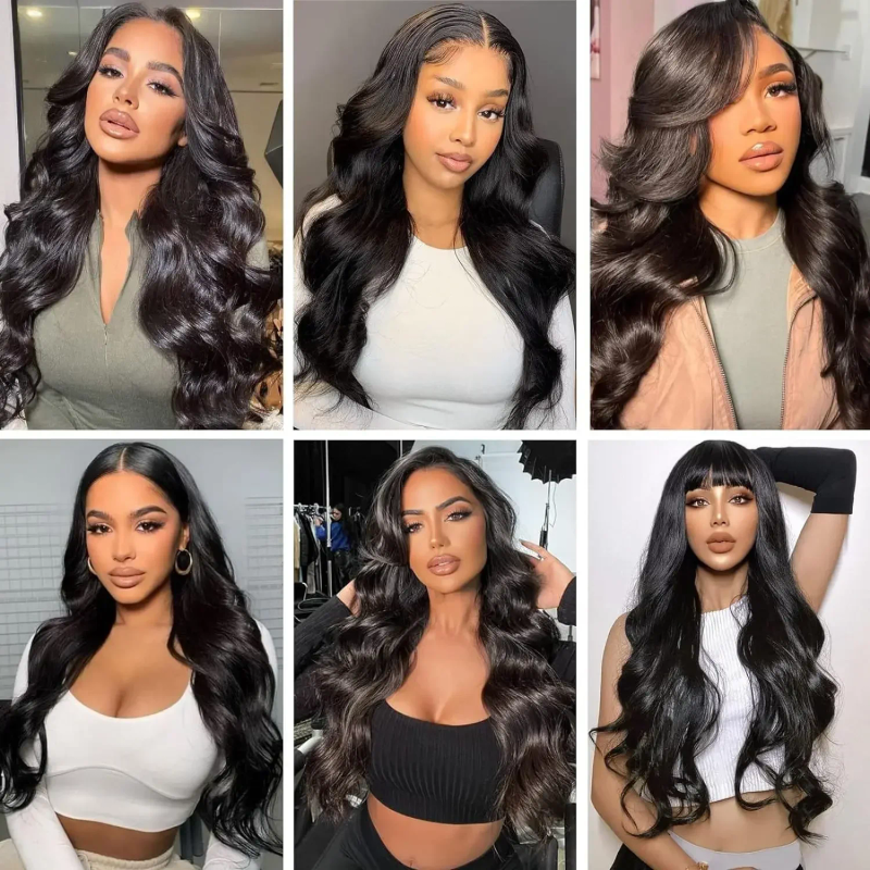 V Part Full Machine Body Wave Human Hair Wigs Remy Hair Brazilian Natural Color Upgrade Wigs 180% Density_voghion.com