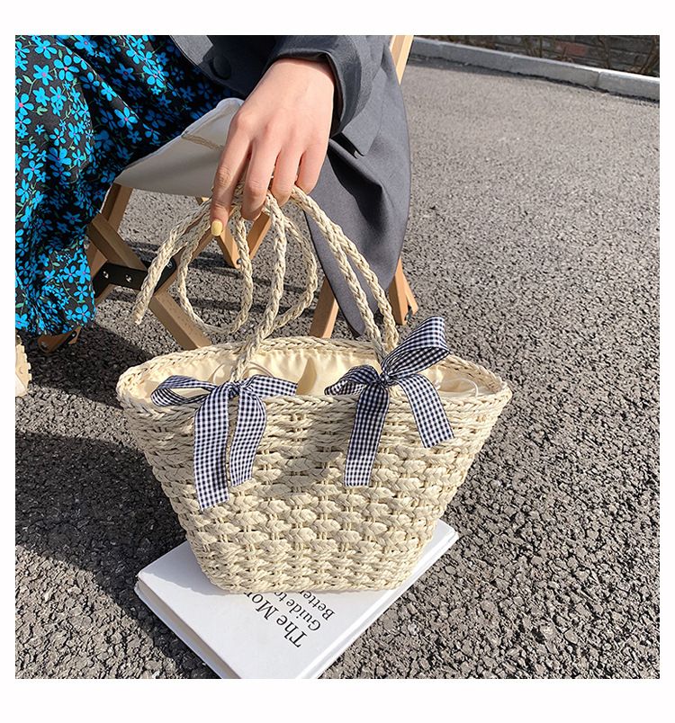 Women’s Bags Beach Straw Bag Women's New Trendy Internet Celebrity Large Capacity Beach Vacation Woven Stylish Shoulder Bucket Bag_voghion.com