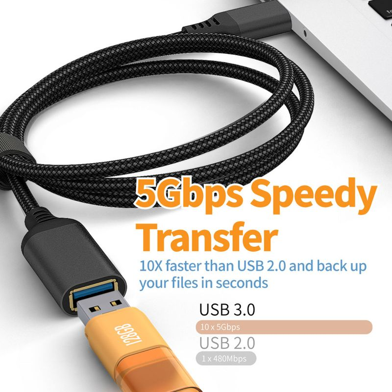 Câble USB tressé USB3.0 mâle à femelle, ligne d'extension largement Compatible, Transmission à grande vitesse pour ordinateur portable_voghion.com