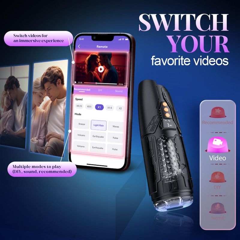Tazza per aeromobili da uomo completamente automatica, telescopica, rotante, vibrante, giocattoli sessuali per adulti, interazione tramite app_voghion.com