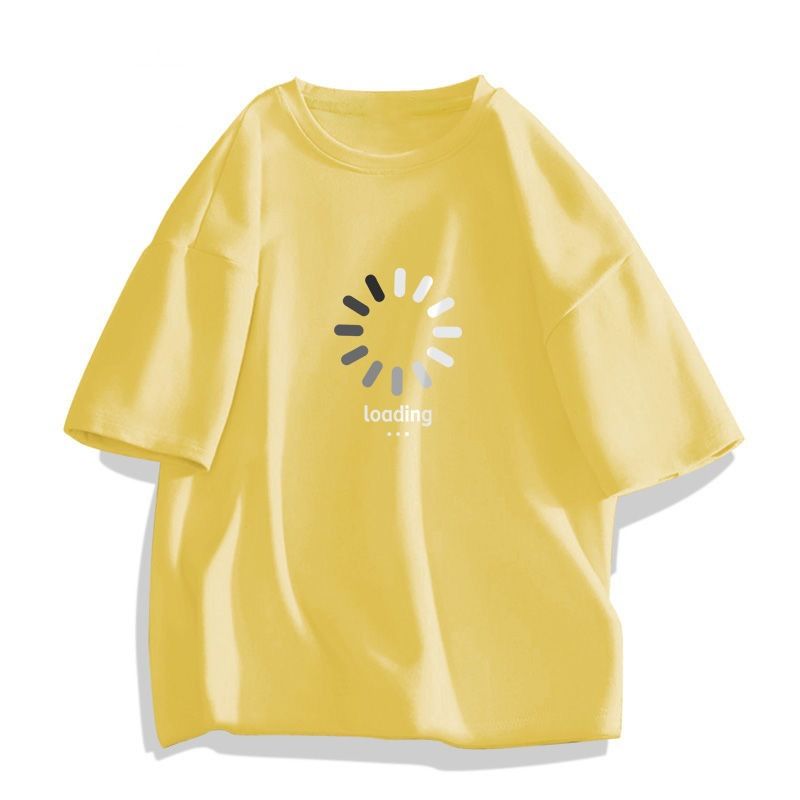 Loading funny text on pure cotton short sleeved 2024 new personalized summer t-shirt trendy high-end Korean version_voghion.com
