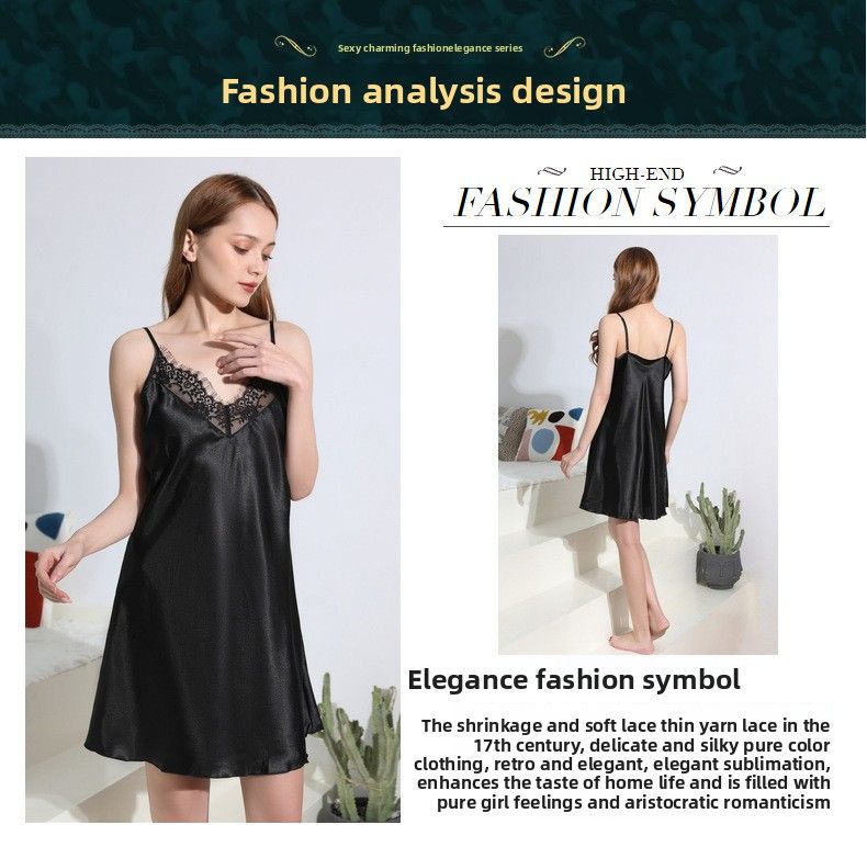 Women's Plus Size Summer Suspender Pajamas | Thin Satin Silk With V-Neck & Beautiful Back Lace Detail_voghion.com