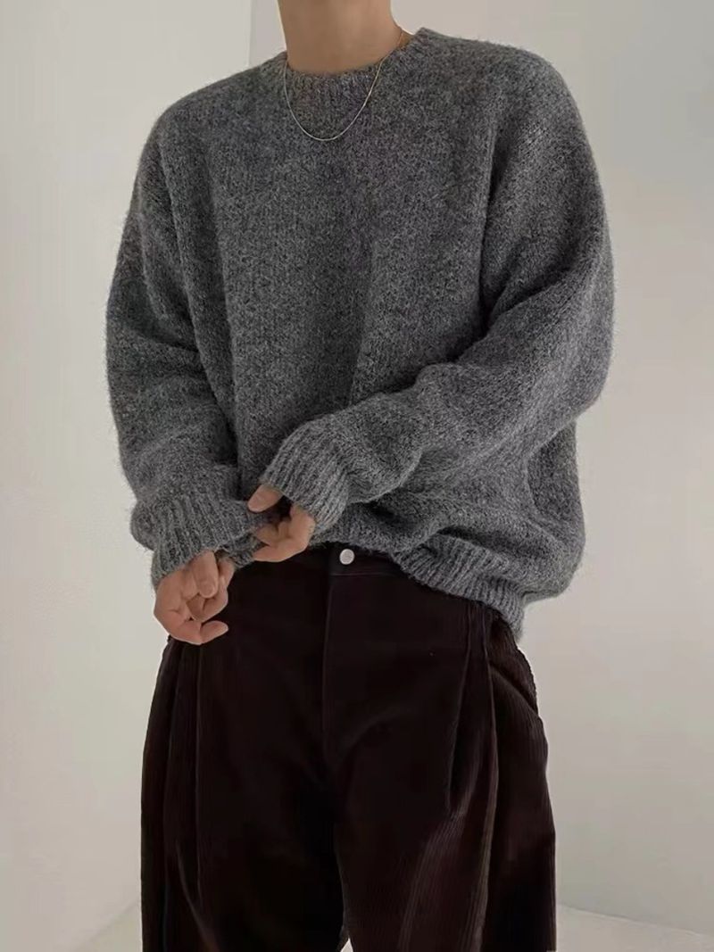 Men’s Chunky Knit Sweater – Oversized Relaxed Fit, Soft Textured Pullover, Casual Boho Style For Autumn & Spring_voghion.com