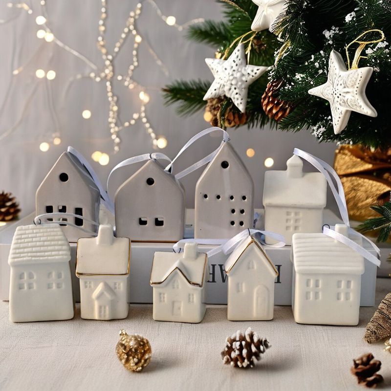 New Colorful Christmas Small House European And American Creative Ceramic Hollow LED Light Holiday Ornament Cross-Border_voghion.com