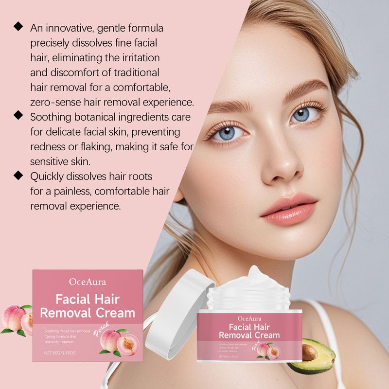 Crème dépilatoire nettoyante hydratante douce pour le visage OCEAURA pour le contour des lèvres, soins portables à domicile_voghion.com