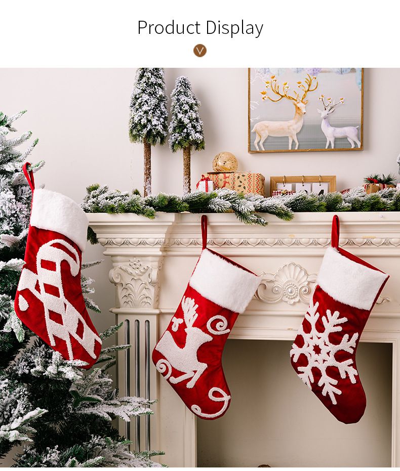 Comercio exterior caliente nueva decoración navideña creativa copo de nieve calcetines navideños de alta gama calcetines de regalo rojos bolsa de regalo_voghion.com